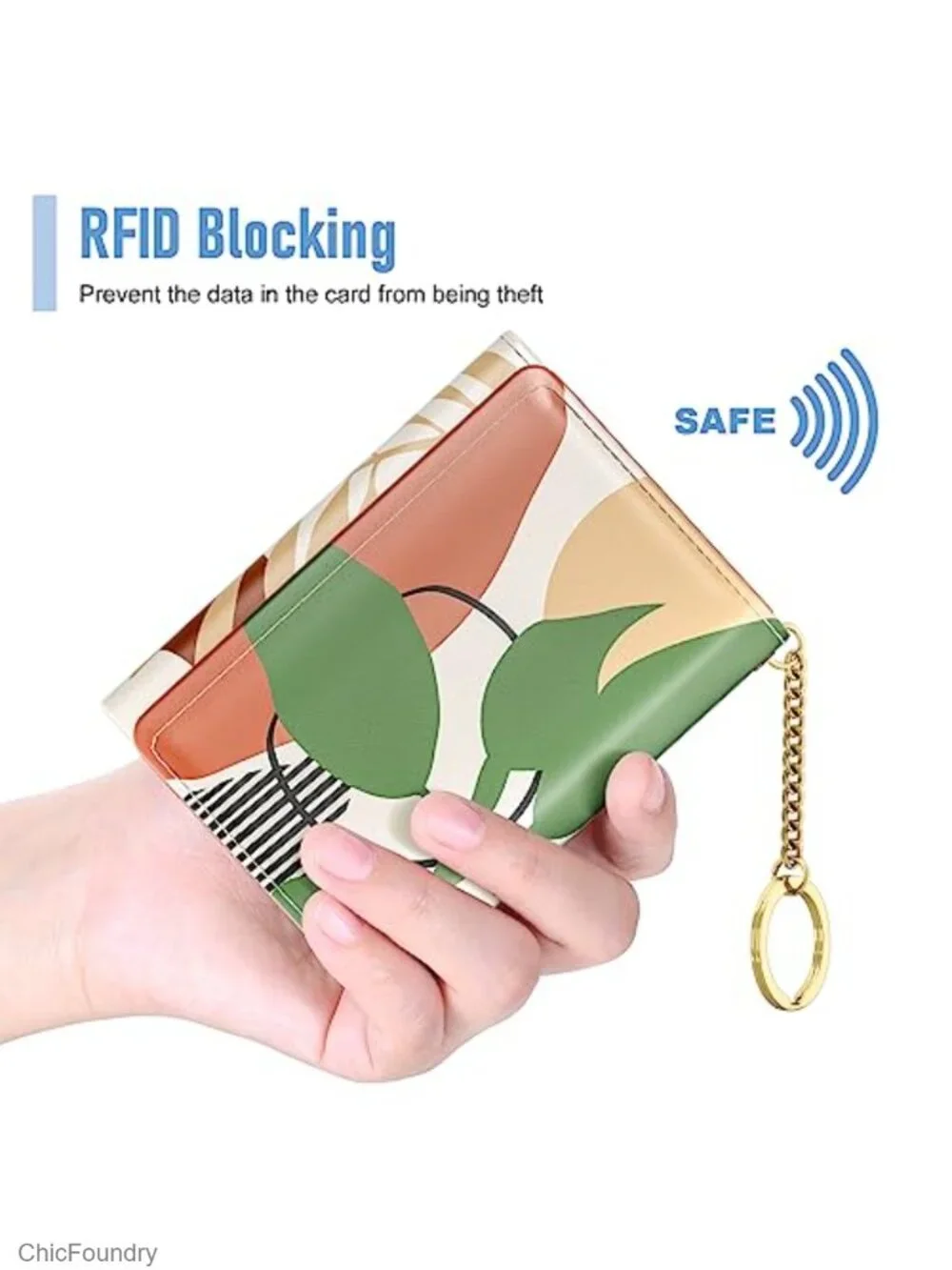 Slim Tri-Fold RFID Blocking Faux Leather Wallet for Women with 7 Card Slots